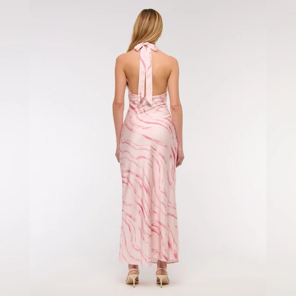 Abercrombie The A&F Pink Julia Slip Halter Maxi Dress Size XXLT NWT